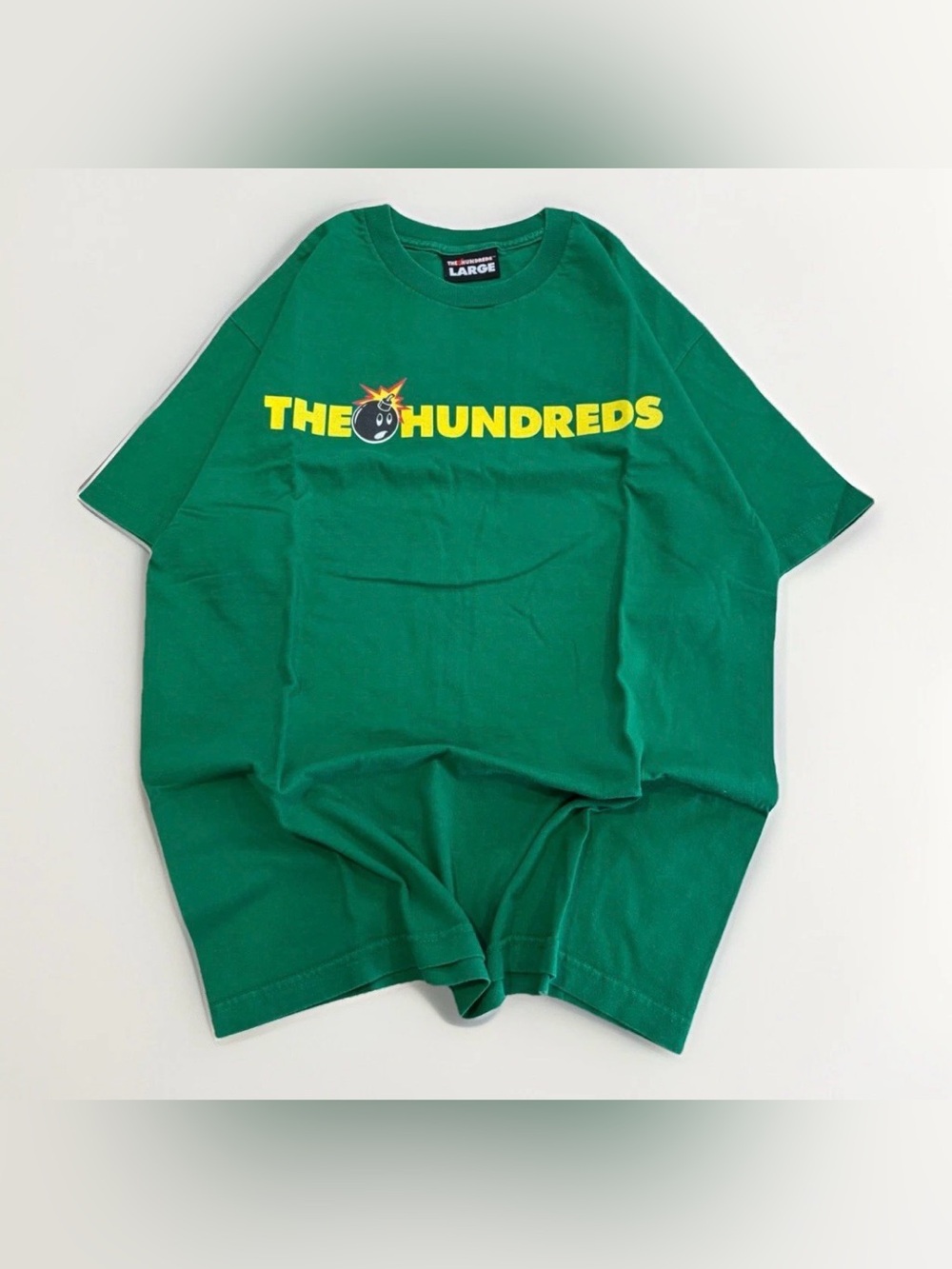 Y2K The Hundreds T-Shirt Green Size Large Streetwear Made in USA Vintage